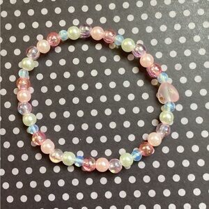 Pink White and Opalite Beaded Bracelet